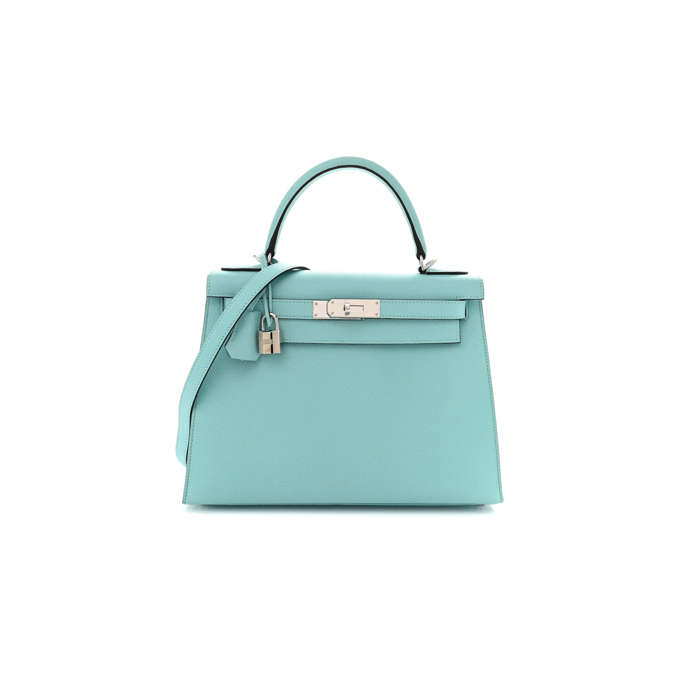 HERMES MASTER KELLY 28 SELLIER EPSOM BLEU ATOLL PALLADIUM HARDWARE (28*22*10cm)
